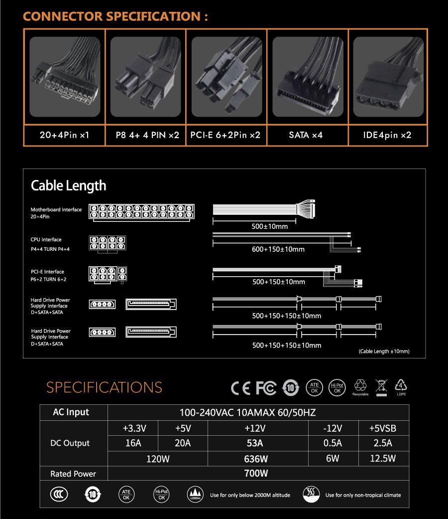 darkflash power supply WA 700 watt