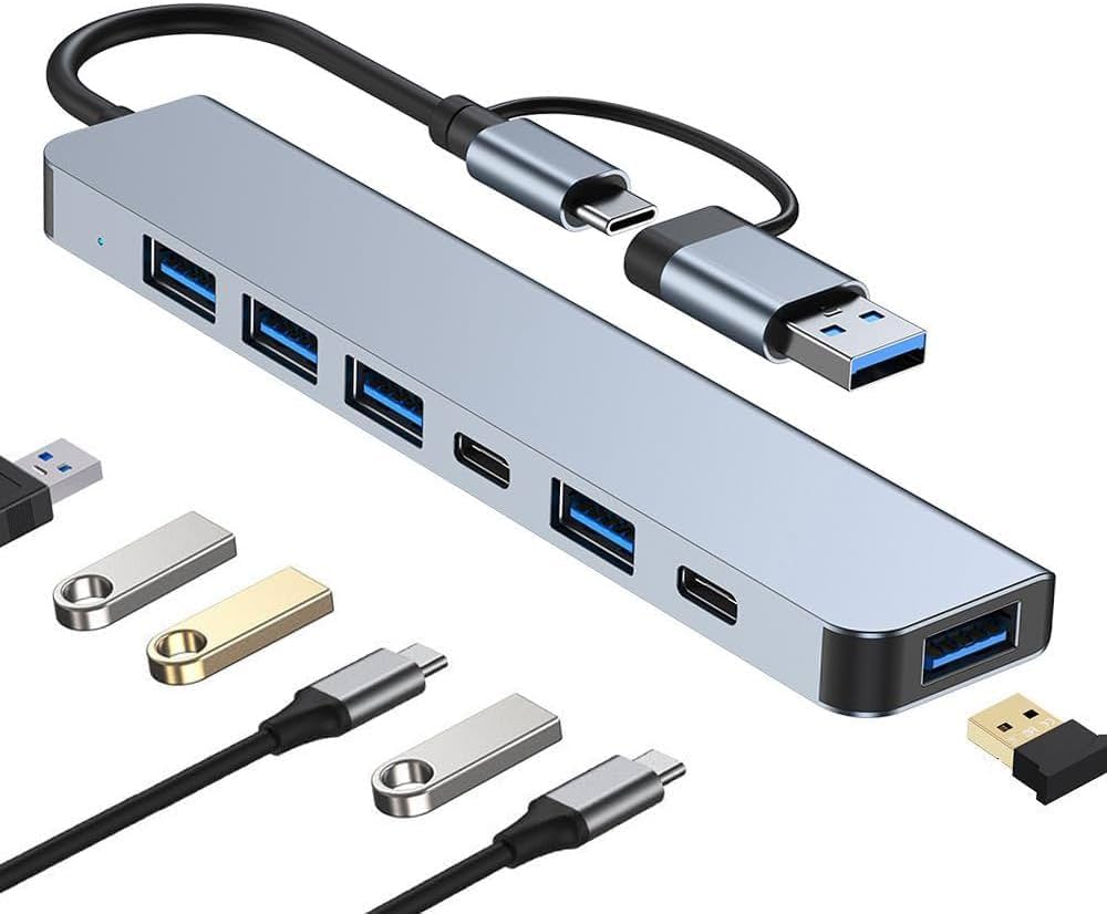 Versatile Data Adapter Dock 7-in-1 USB-C Hub Splitter
