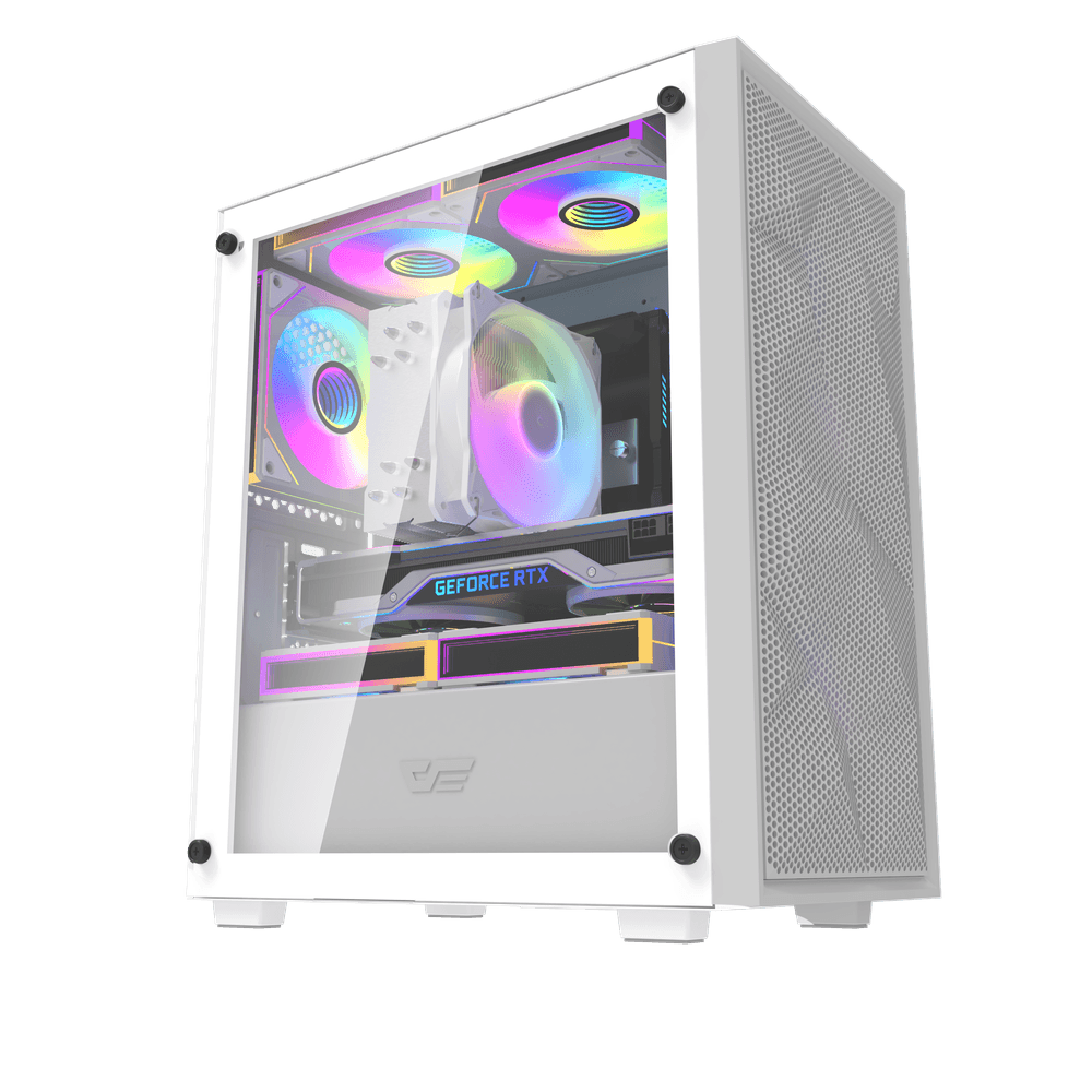 DarkFlash M305 M-ATX  Case - White (No Fans Include)