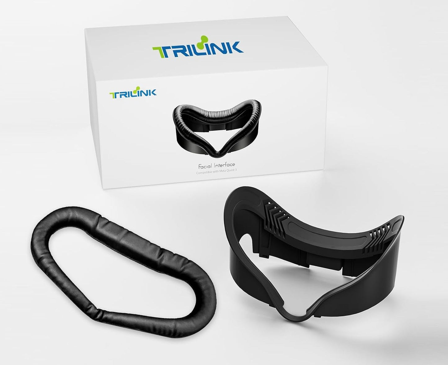 TRILINK Facial Interface Face Cover Pad Compatible with Meta Quest 3, Soft PU Face Cushion Pad for Quest 3, Fully Integrated Anti-Light Leakage Design