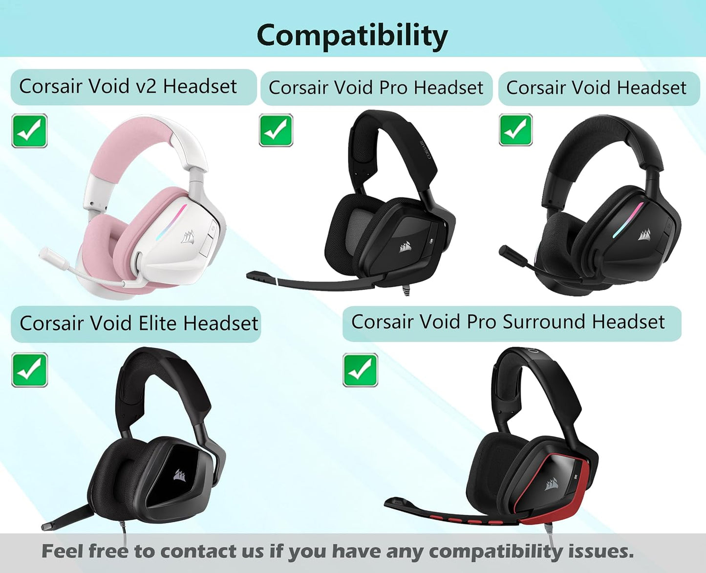 Corsair Void Replacement Ear Pads Compatible with Corsair Void/Void v2/Void Pro/Void Elite