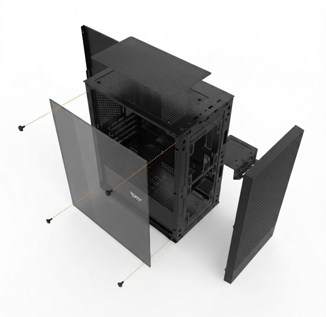 DarkFlash M305 M-ATX  Case - White (No Fans Include)